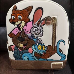 Zootopia 2 Character Mini Backpack - White with Brown Trim